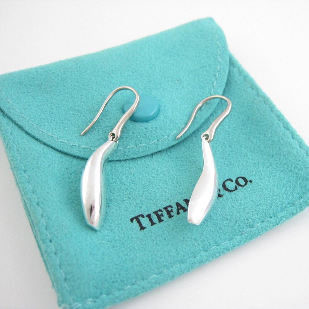 Tiffany & Co. 18K White Gold Fish Drop Dangle Earrings